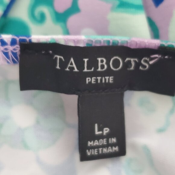 Talbots Petite Stretchy Sleeveless Floral Pullover Coastal Summer Dress Size LP - Picture 9 of 11